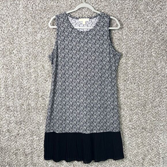 MICHAEL Michael Kors Dress Women’s L Black/White Paisley Jersey Sleeveless Shift - Picture 1 of 7